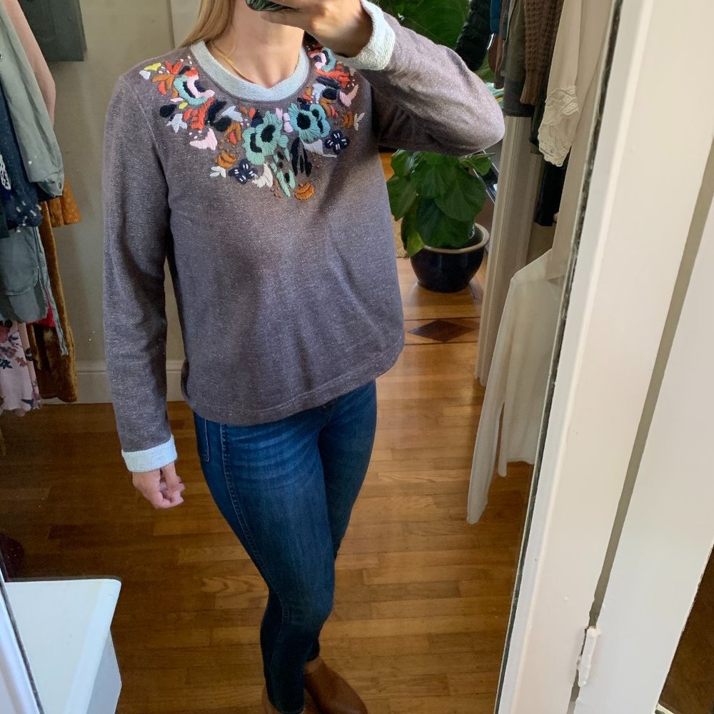 Lilla P Floral Embroidered Sweatshirt